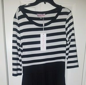 A black and white stripped dress